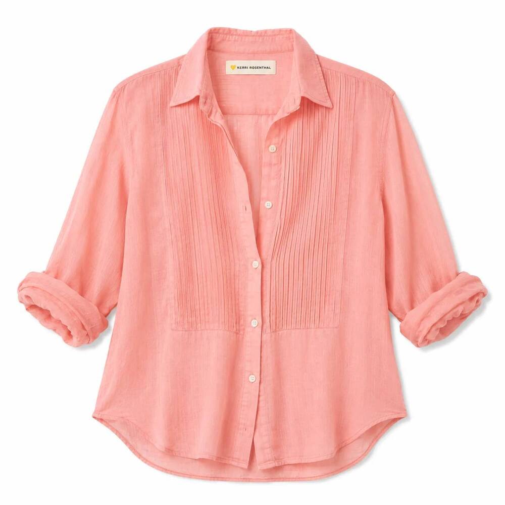 NEW KERRI ROSENTHAL women's tux shirt in cali rose